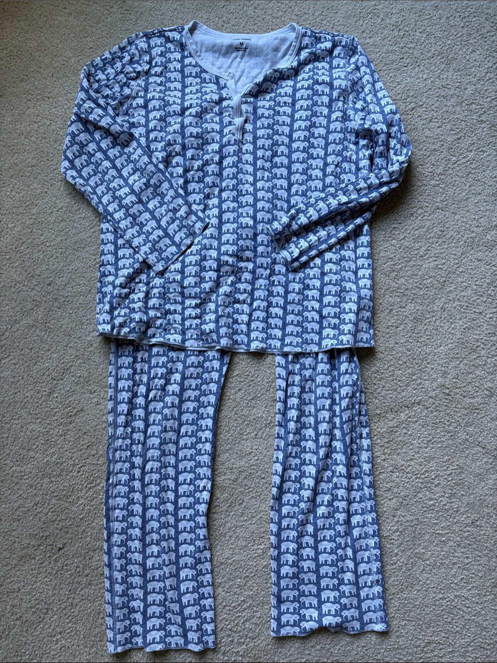 Blue Elephant Print Women’s Pajama Set